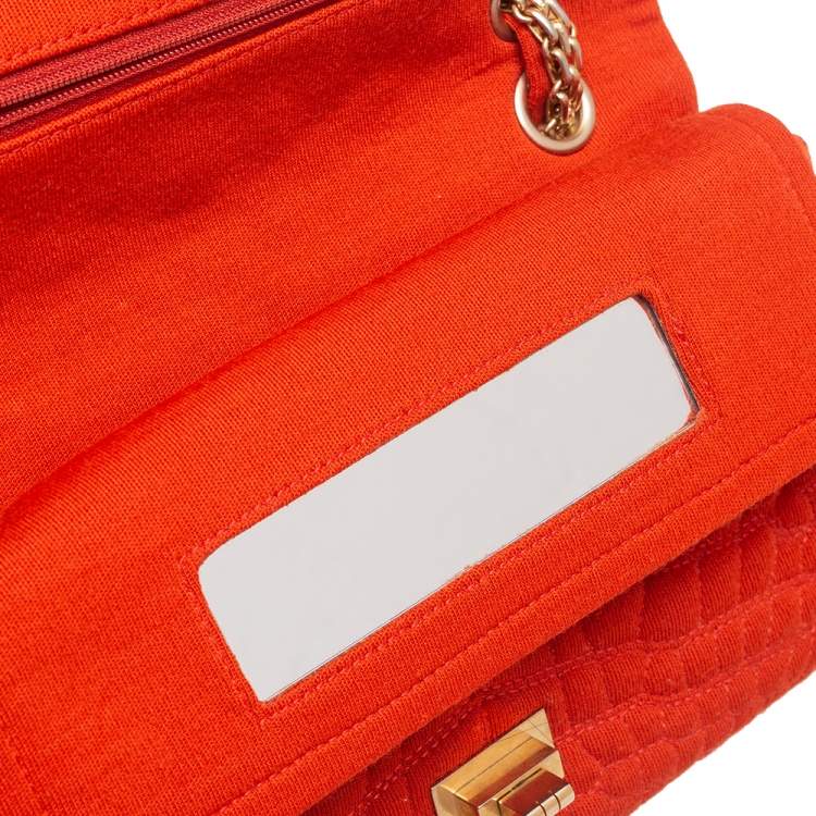 Pre Owned Chanel Orange Croc Quilted Jersey Reissue 225 Flap Bag