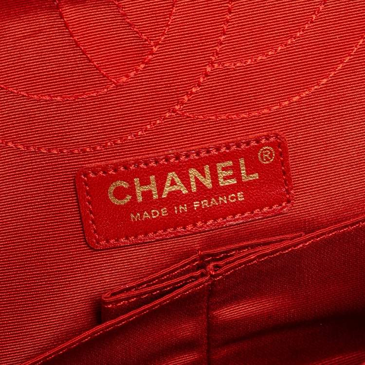 Pre Owned Chanel Orange Croc Quilted Jersey Reissue 225 Flap Bag