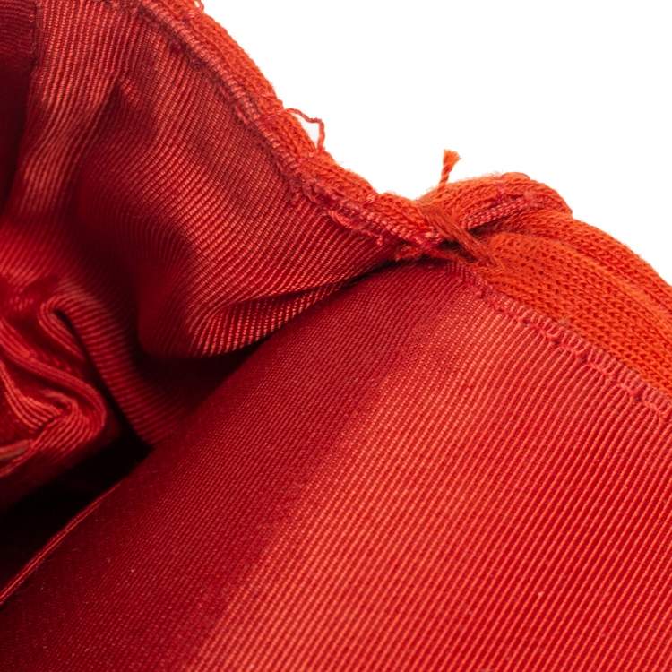 Pre Owned Chanel Orange Croc Quilted Jersey Reissue 225 Flap Bag