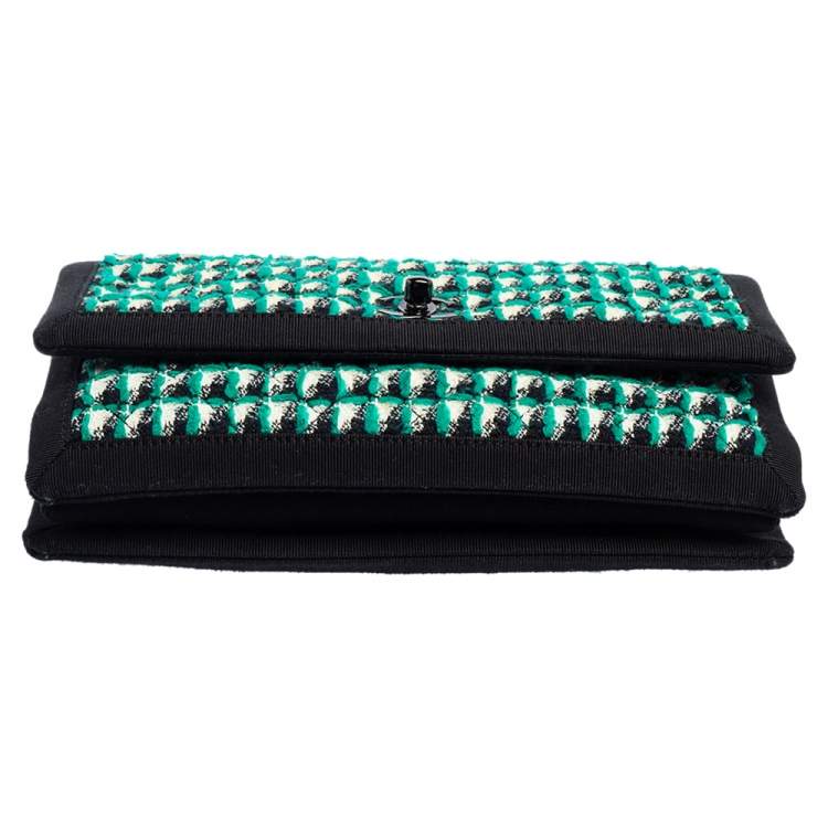 Pre Owned Chanel Multicolor Quilted Tweed and Fabric Trim Accordion Flap Shoulder Bag