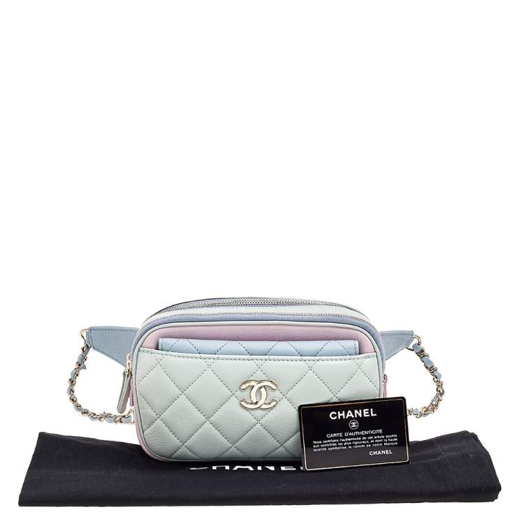 Pre Owned Chanel Tricolor Quilted Leather Belt Bag