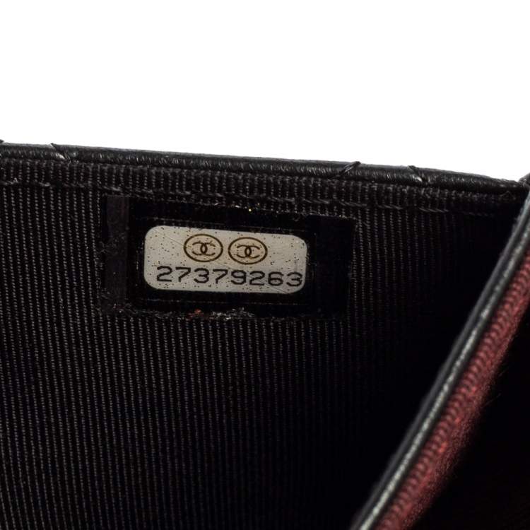 Pre Owned Chanel Black Quilted Leather CC Classic Flap Card Case