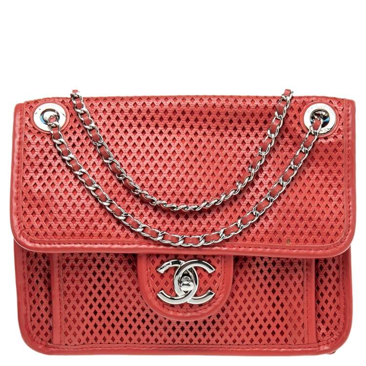 Chanel Red Perforated Leather French Riviera Shoulder Bag Chanel | TLC