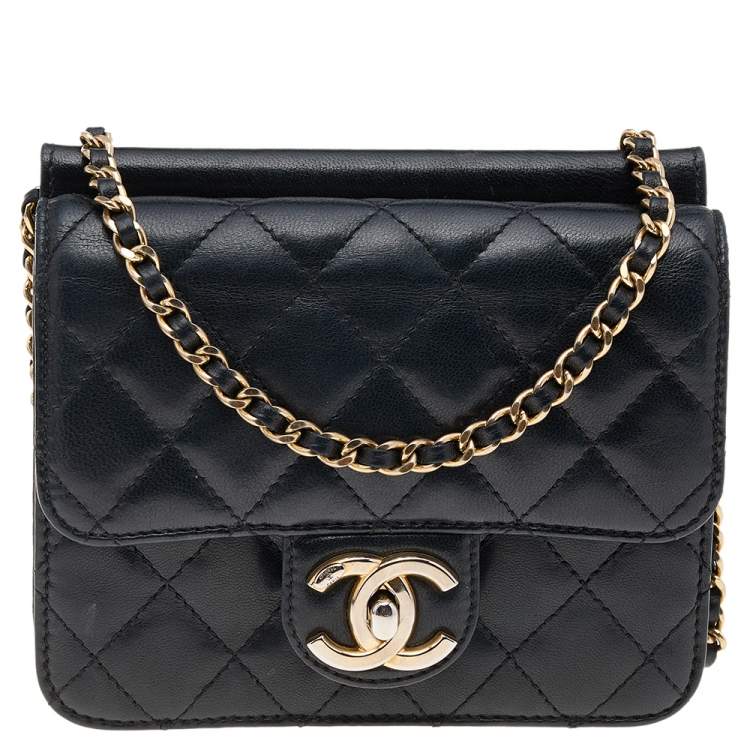 Chanel Black Quilted Leather Classic Square Mini Flap Bag Chanel