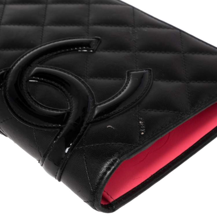 Pre Owned Chanel Black Quilted Leather Cambon Ligne Bifold Wallet