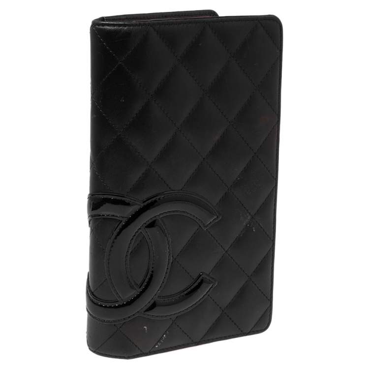 Pre Owned Chanel Black Quilted Leather Cambon Ligne Bifold Wallet