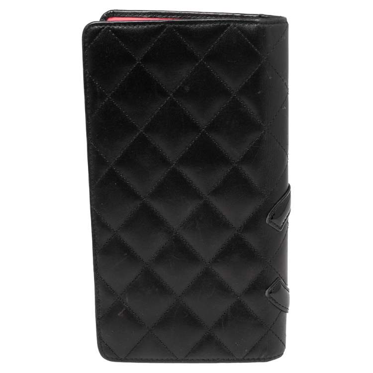 Pre Owned Chanel Black Quilted Leather Cambon Ligne Bifold Wallet