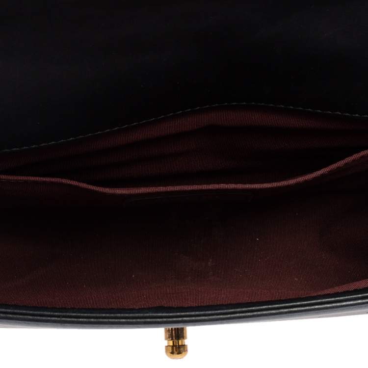 Pre Owned Chanel Black Chevron Caviar Leather Medium Boy Flap Bag