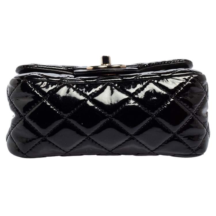 Pre Owned Chanel Black Quilted Patent Mini Square Classic Flap Bag