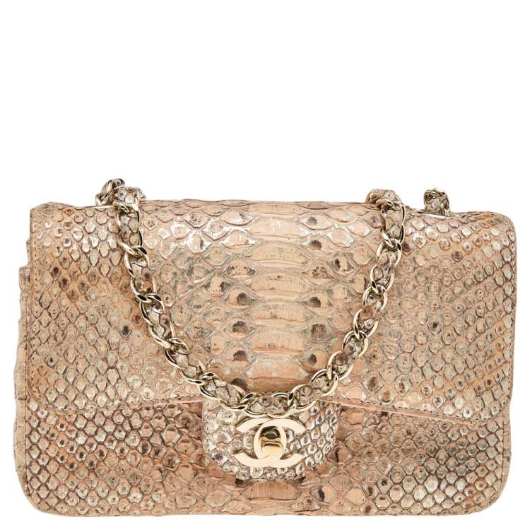Chanel Beige/Gold Python New Mini Classic Single Flap Bag Chanel | The  Luxury Closet