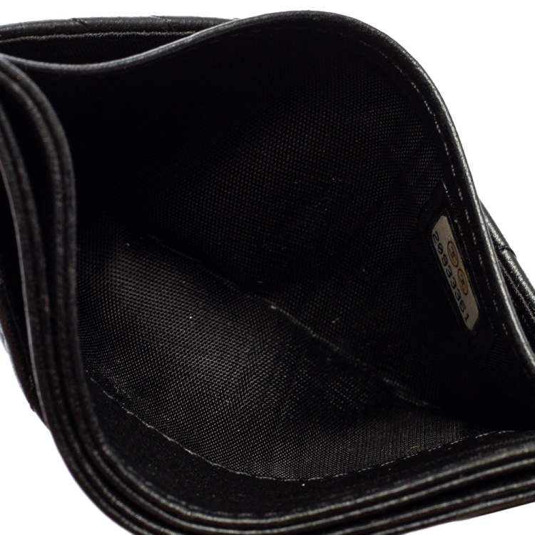 Pre Owned Chanel Black Chevron Leather CC Card Holder