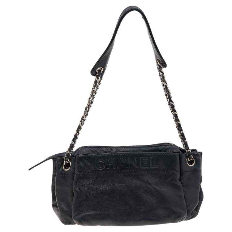 Chanel Black Leather Accordion Zipper Bag Chanel
