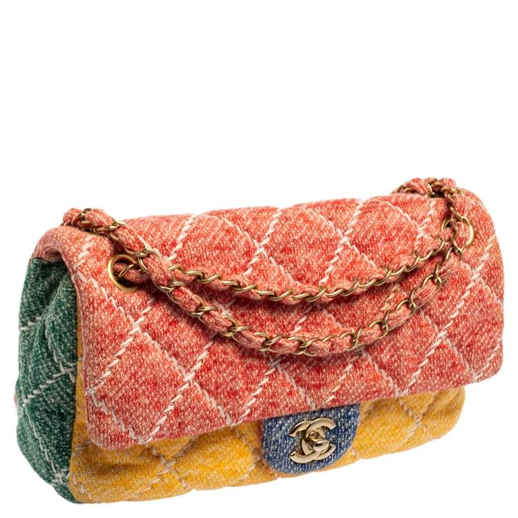 Pre Owned Chanel Multicolor Jersey Ultimate Stitch Medium Classic Single Flap Bag
