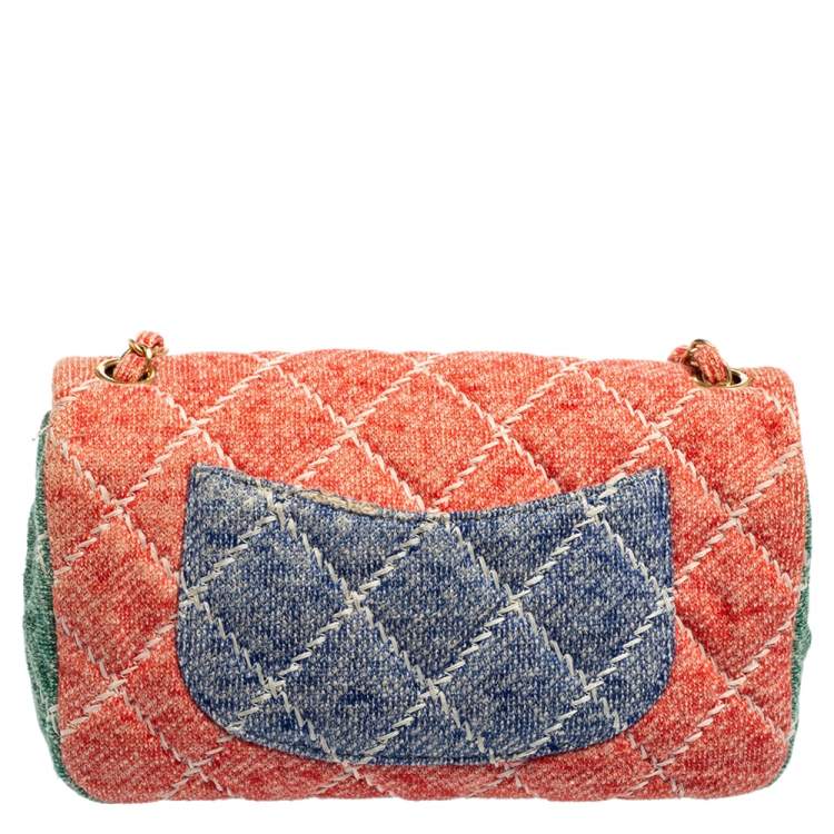 Pre Owned Chanel Multicolor Jersey Ultimate Stitch Medium Classic Single Flap Bag