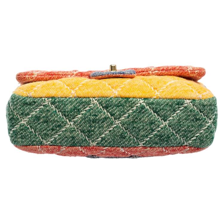 Pre Owned Chanel Multicolor Jersey Ultimate Stitch Medium Classic Single Flap Bag