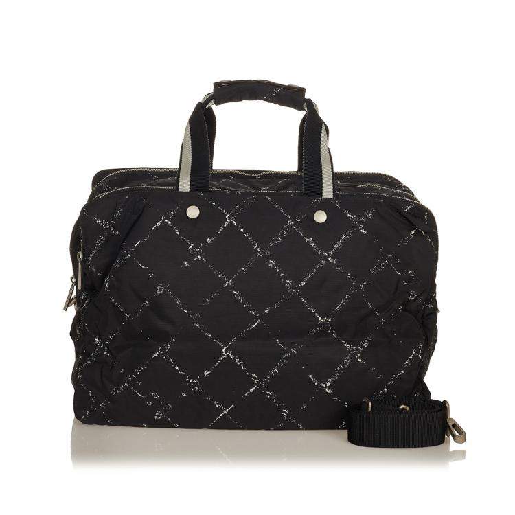 Pre Owned Chanel Black Nylon Travel Line Duffel Bag