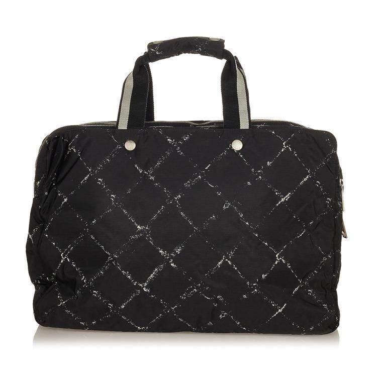 Pre Owned Chanel Black Nylon Travel Line Duffel Bag