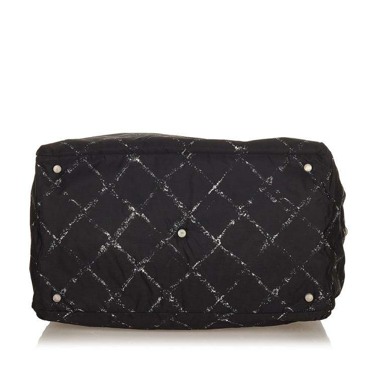 Pre Owned Chanel Black Nylon Travel Line Duffel Bag