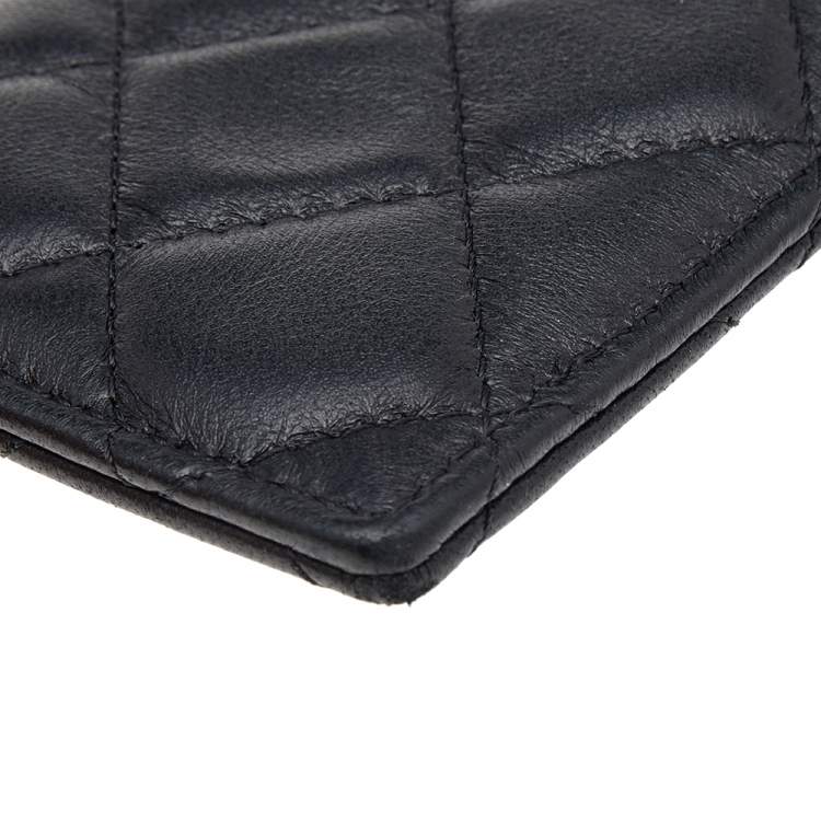 Pre Owned Chanel Black Quilted Leather Infinity Lanyard ID Card Holder