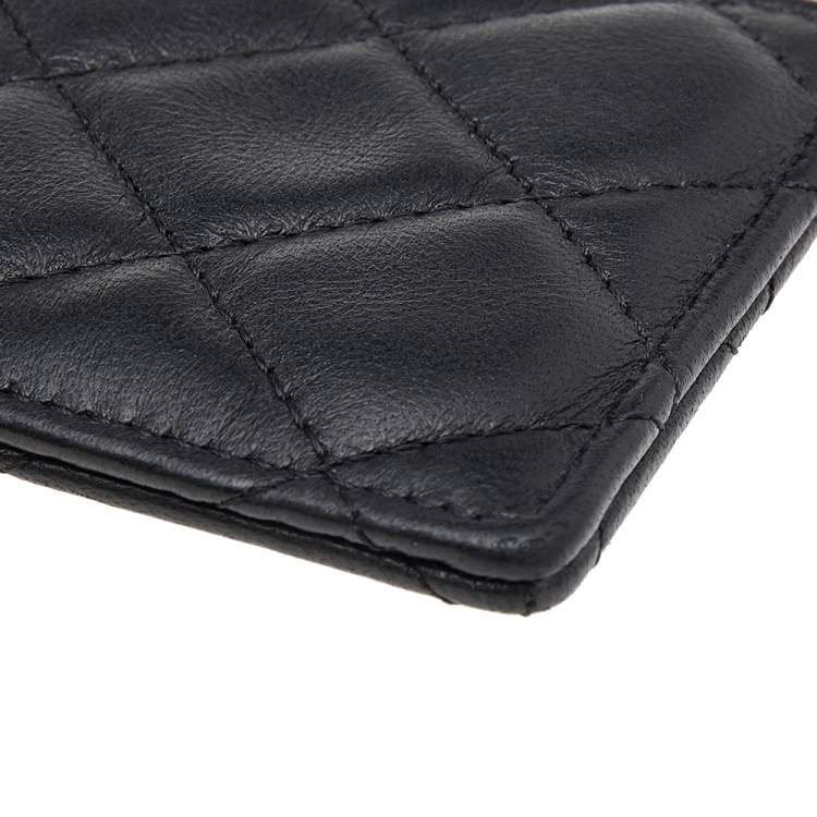 Pre Owned Chanel Black Quilted Leather Infinity Lanyard ID Card Holder