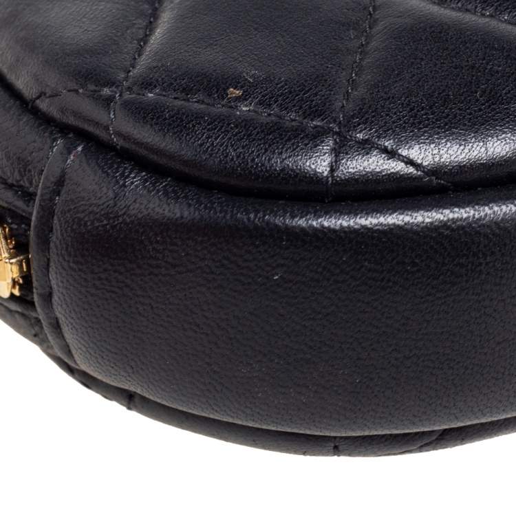 Pre Owned Chanel Black Quilted Leather CC  Round Coin Purse
