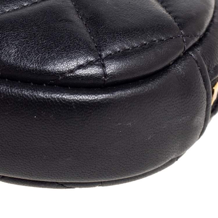 Pre Owned Chanel Black Quilted Leather CC  Round Coin Purse