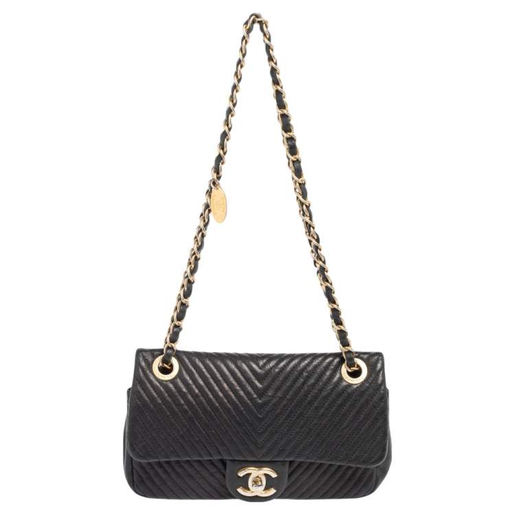 Chanel Black Chevron Leather Small Classic Flap Bag Chanel | The Luxury  Closet