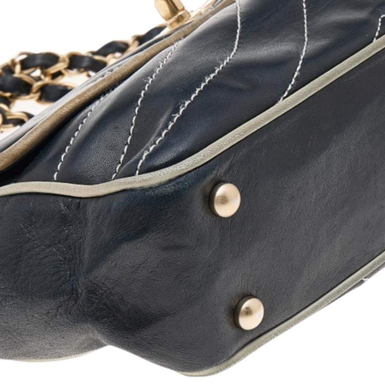 مملوكة مسبقًا Chanel Black/White Quilted Leather Single Flap Bag