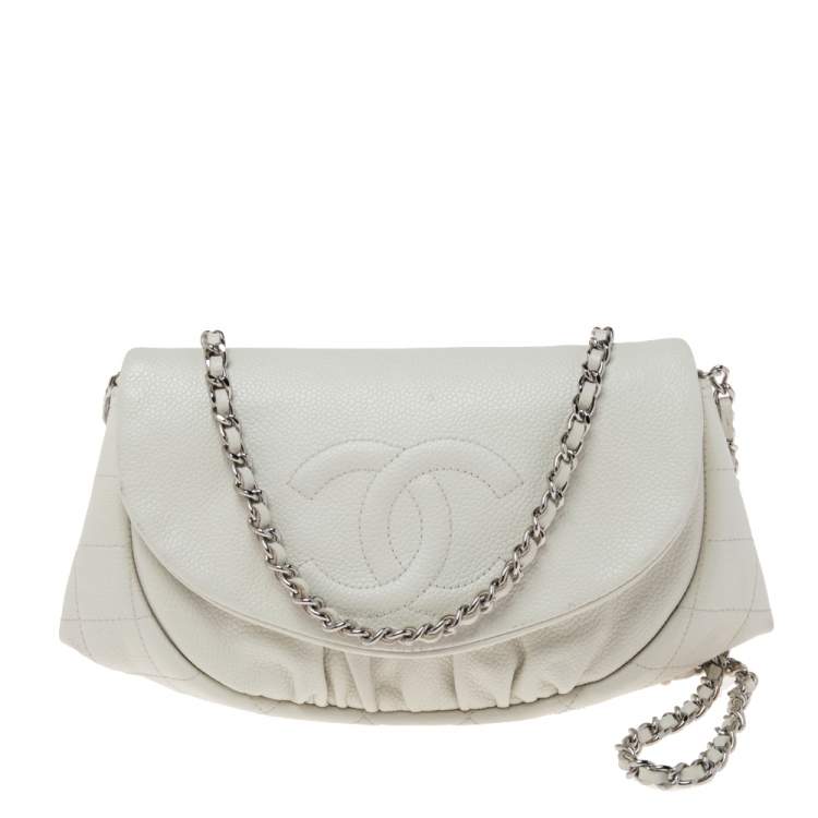 Chanel White Caviar Leather Half Moon Wallet On Chain Chanel | The Luxury  Closet
