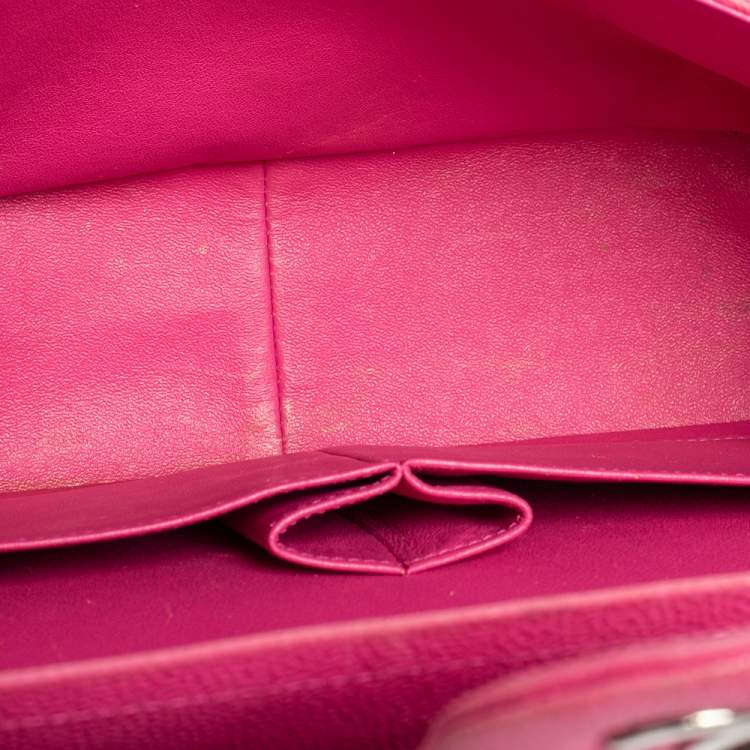 Pre Owned Chanel Pink Quilted Caviar Leather Jumbo Classic Double Flap Bag