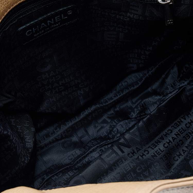 Pre Owned Chanel Beige Grained Leather Tassel Hobo