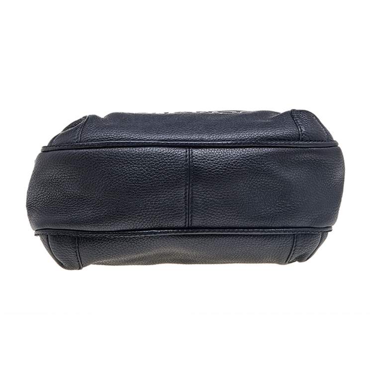 Pre Owned Chanel Black Grained Leather Tassel Hobo