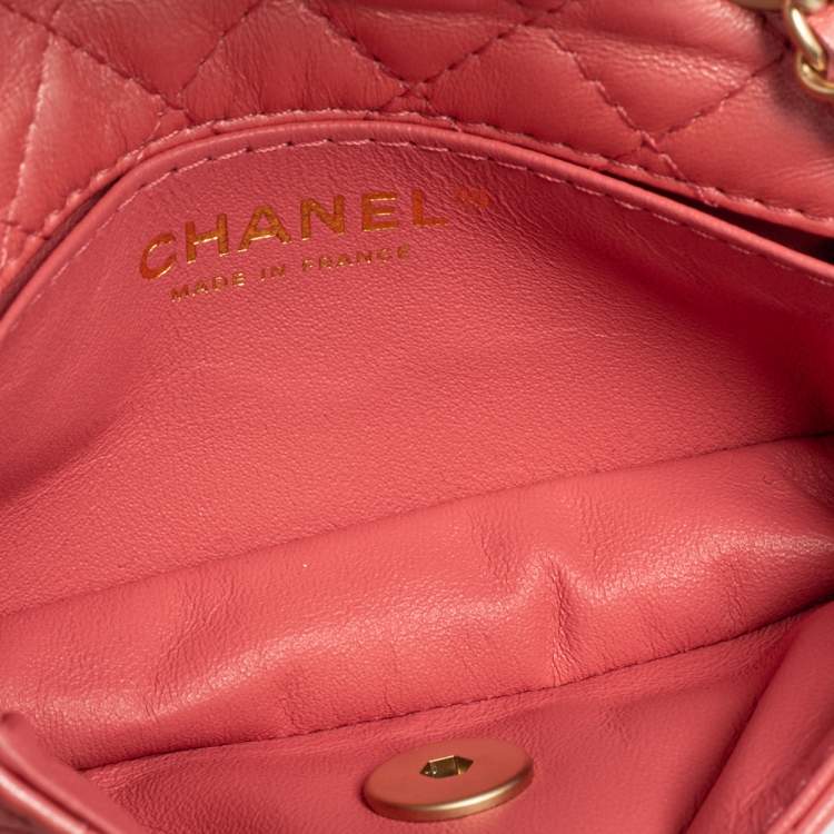 Pre Owned Chanel Pink Quilted Leather Jeweled CC Mini Single Flap Bag