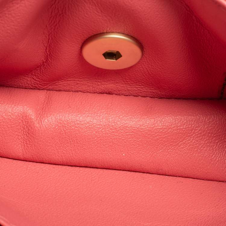 Pre Owned Chanel Pink Quilted Leather Jeweled CC Mini Single Flap Bag