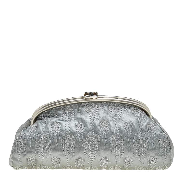 Chanel Metallic Grey Embroidered Leather Frame Clutch Chanel | The ...