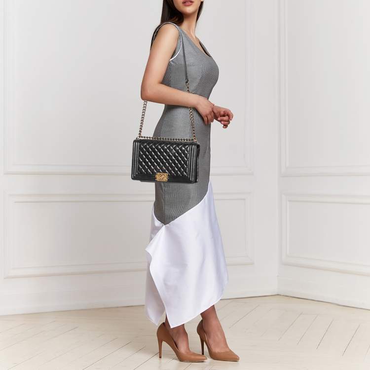 Chanel Black Quilted Leather New Medium Boy Paris-Salburg Flap Bag