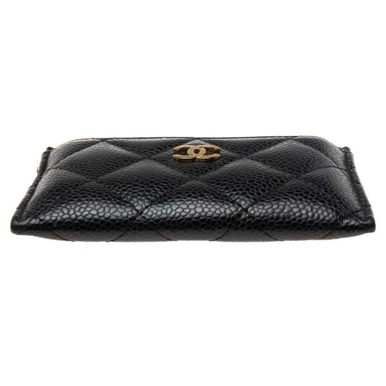 Pre Owned Chanel Black Quilted Caviar Leather Classic Card Holder