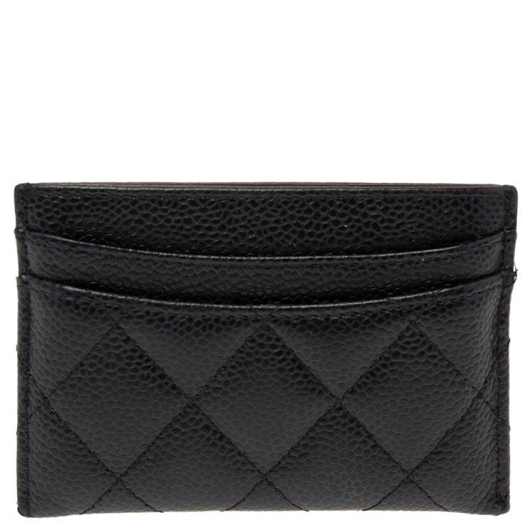 Pre Owned Chanel Black Quilted Caviar Leather Classic Card Holder