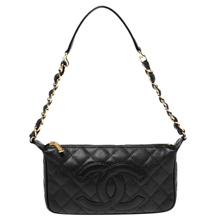 Chanel Black Quilted Caviar Leather CC Timeless Pochette Bag Chanel | The  Luxury Closet