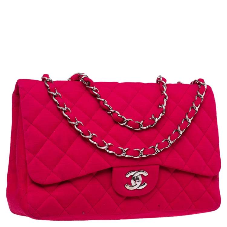 مملوكة مسبقًا Chanel Pink Quilted Jersey Jumbo Classic Single Flap Bag