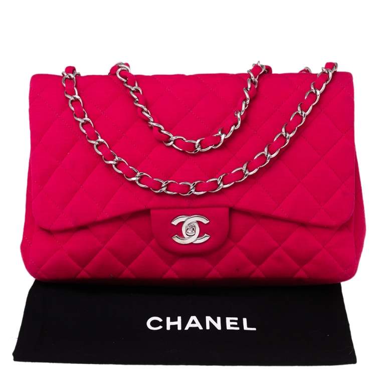 مملوكة مسبقًا Chanel Pink Quilted Jersey Jumbo Classic Single Flap Bag