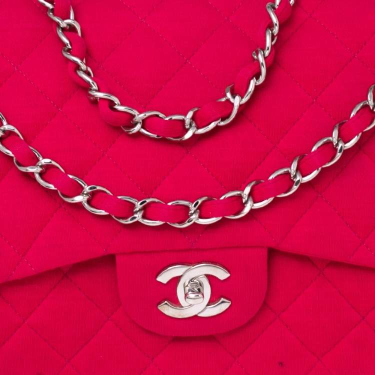 مملوكة مسبقًا Chanel Pink Quilted Jersey Jumbo Classic Single Flap Bag