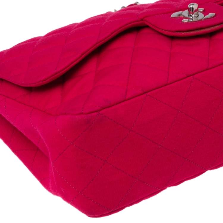 مملوكة مسبقًا Chanel Pink Quilted Jersey Jumbo Classic Single Flap Bag