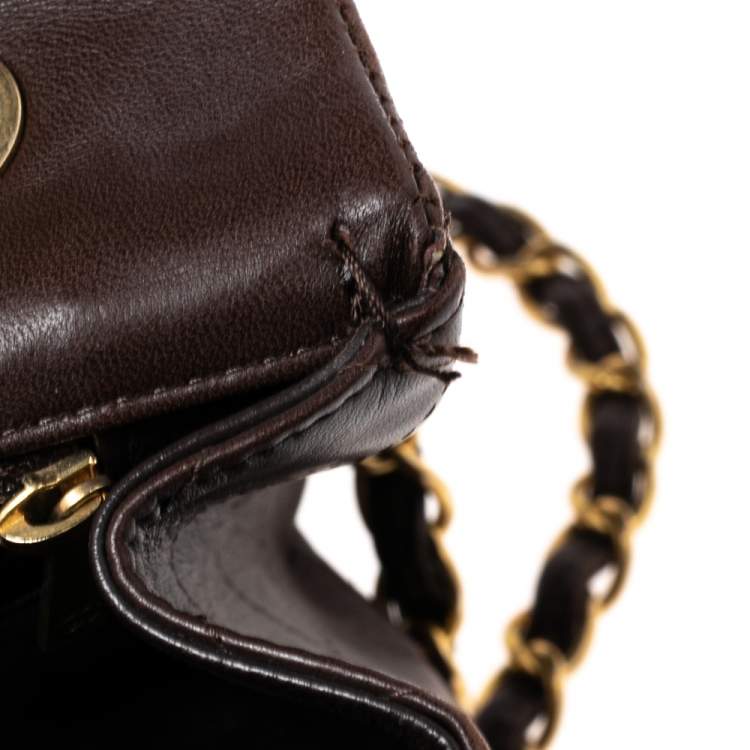 Pre Owned Chanel Chocolate Brown Quilted Leather Jumbo Classic Single Flap Bag