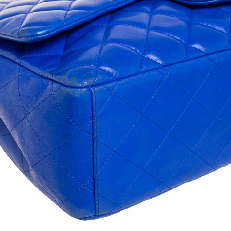 Pre Owned Chanel Royal Blue Quilted Leather Maxi Classic Single Flap Bag