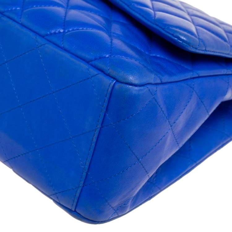 Pre Owned Chanel Royal Blue Quilted Leather Maxi Classic Single Flap Bag