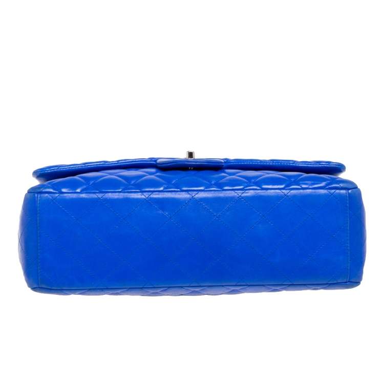 Pre Owned Chanel Royal Blue Quilted Leather Maxi Classic Single Flap Bag