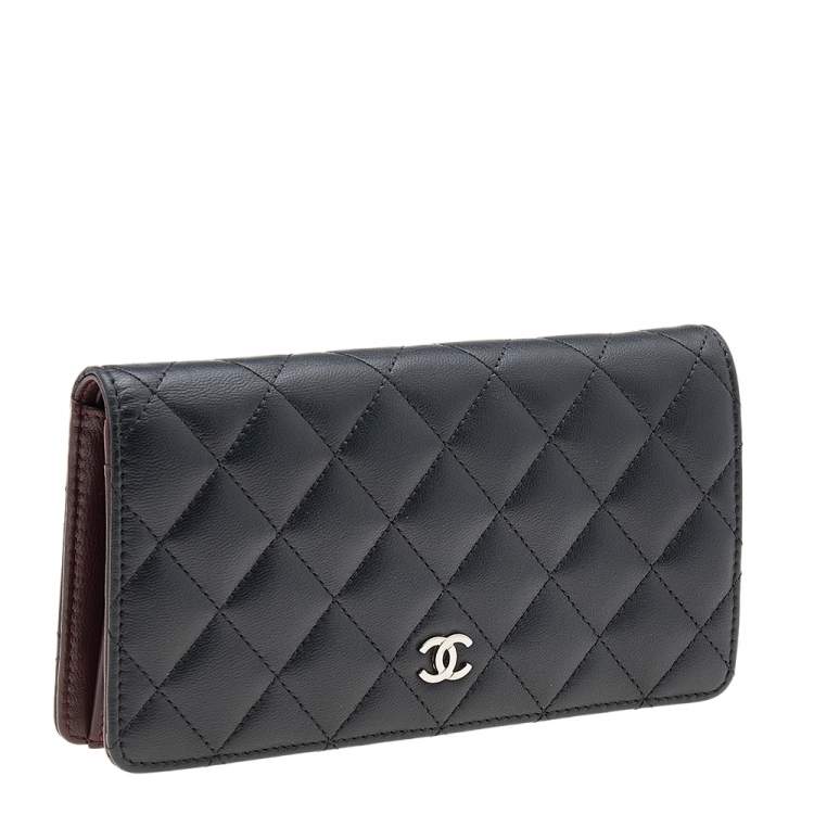 Pre Owned Chanel Black Quilted Leather Yen Continental Wallet