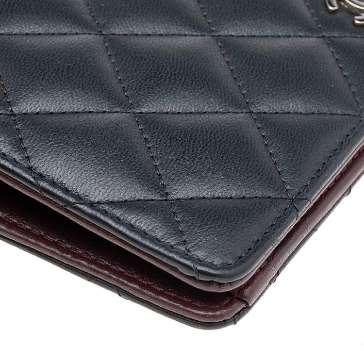 Pre Owned Chanel Black Quilted Leather Yen Continental Wallet