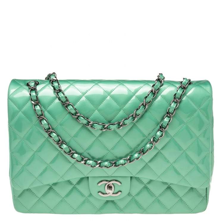 Chanel Mint Green Quilted Patent Leather Maxi Classic Double Flap Bag  Chanel | The Luxury Closet